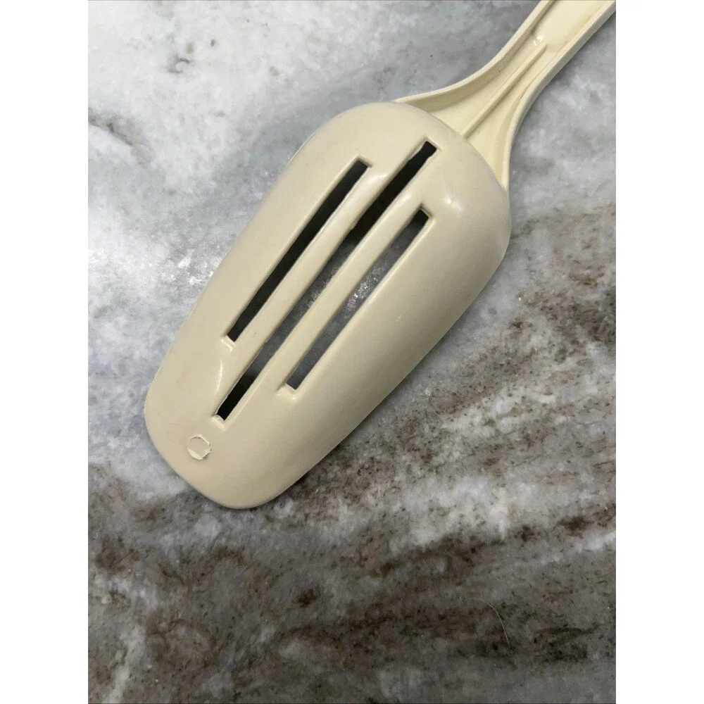 Vintage Beige King Kraft Slotted Serving Spoon Great Cond